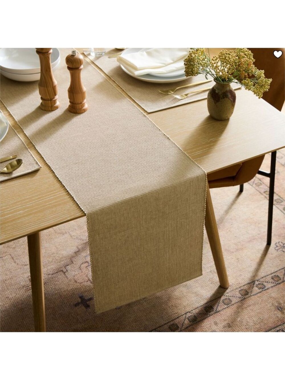 West Elm NWT Beige Table Runner With Metallic Gold Accents 14x90 Inches